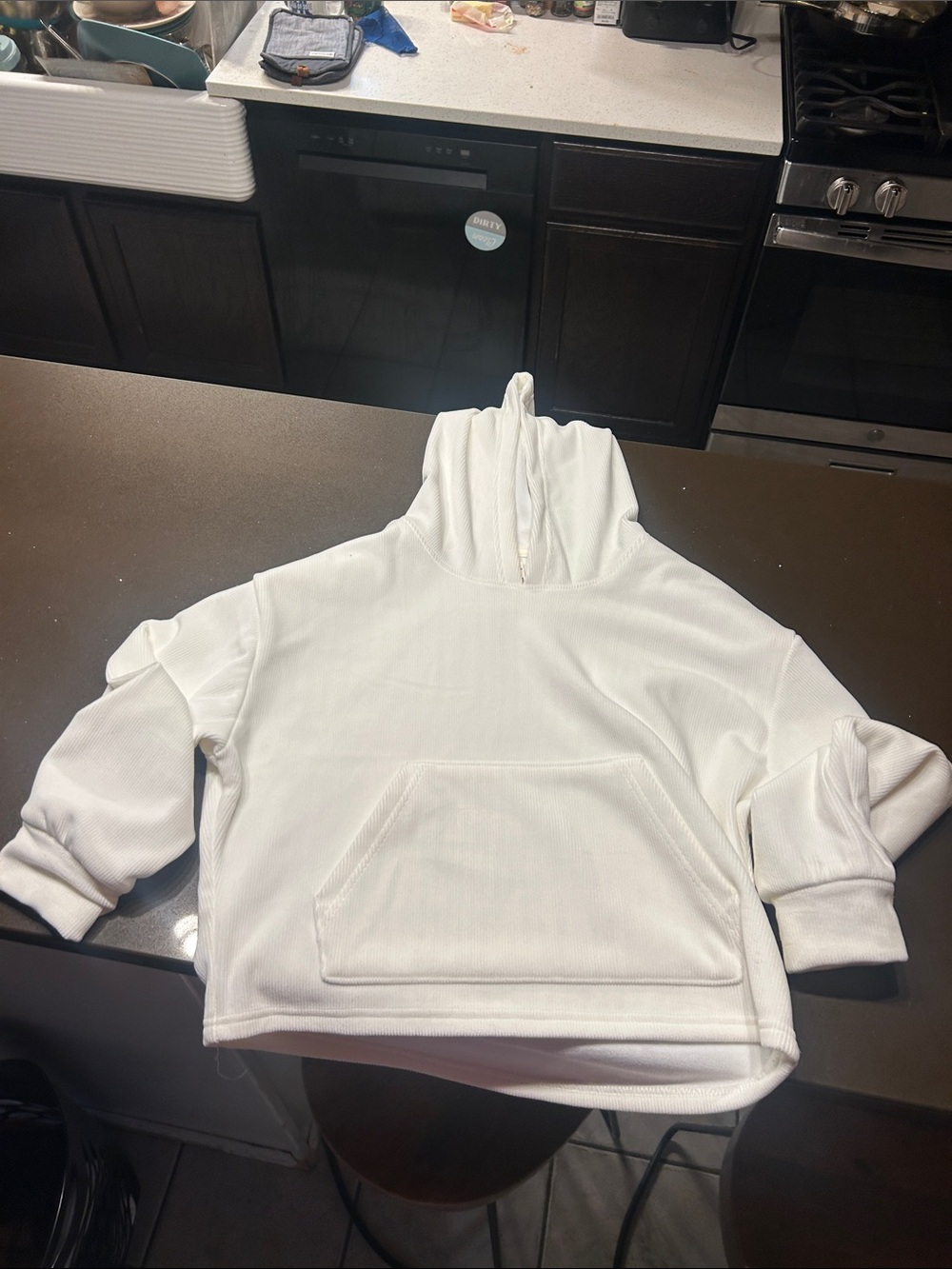 Women's White Hooded Pullover Sweater
